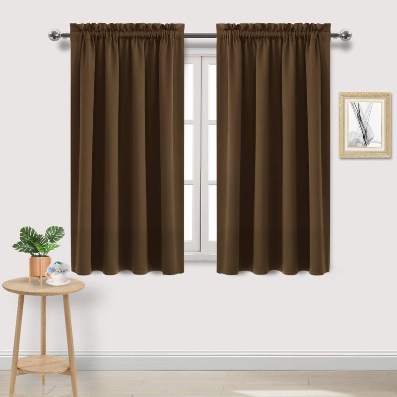 DWCN Blackout Curtains Room Darkening Thermal Insulated Bedroom Curtains Window Curtain Panels, 52 x 54 inches Long, Set of 2 Brown Rod Pocket Drapes - Image 1